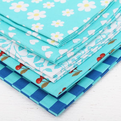 Threadart Exclusive 5 Fat Quarter Bundles - Aqua Confetti Brights Collection 100% Cotton Fabric - Premium 100% Cotton Quilting Fabric - No Duplicates - Full Size Fat Quarters 18"x21" - Aqua
