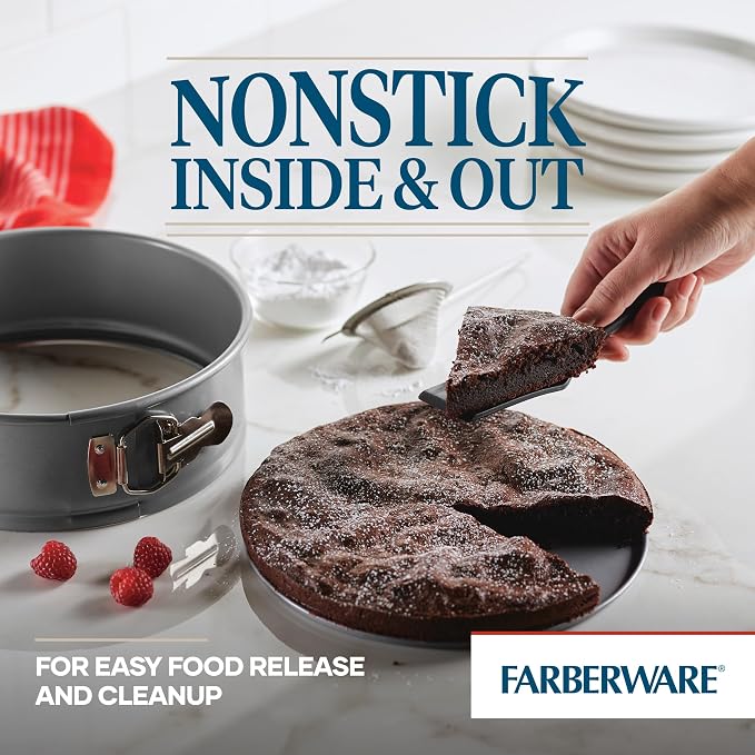 Farberware Nonstick Bakeware 9-Inch Round Springform Pan, Gray
