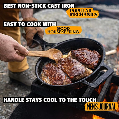 Stargazer 12-Inch Cast Iron Skillet | Made in USA, Seasoned, Premium Frying Pan for Grilling, Searing, Baking & More – Durable Cast Iron with Smooth Cooking Surface