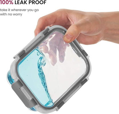 Superior Glass Meal Prep Containers - 3-pack (21oz) Newly Innovated Hinged BPA-free Locking lids - 100% Leak Proof Glass Food Storage Containers, Great on-the-go, Freezer to Oven Safe Lunch Containers