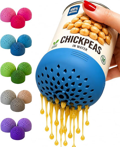 (BLUE) Nesting Can Strainer Mini Colander Set - Space Saving Small Colanders and Strainers - Multi Use Kitchen Gadget - Silicone Can Strainer