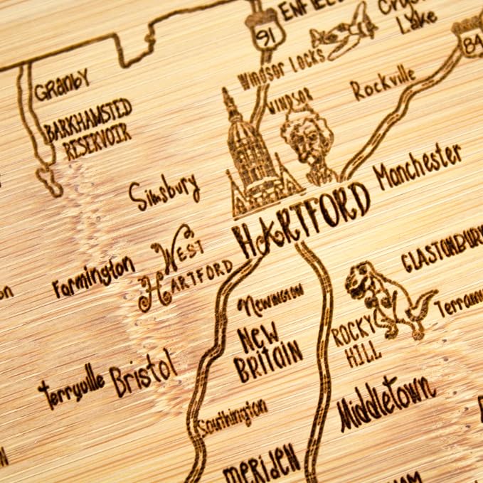 Totally Bamboo A Slice of Life Connecticut State Serving and Cutting Board, 11" x 8.75"