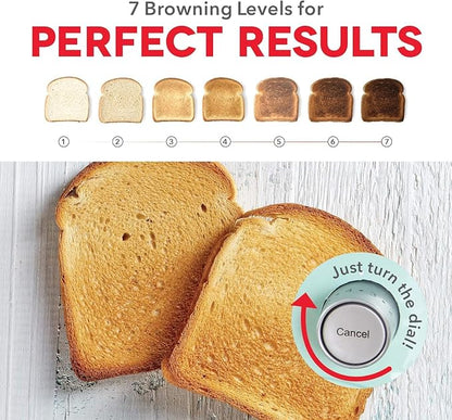Dash Clear View Toaster, 10.5" Long Slot 2 Slice Toaster with See-Through Glass Window, 7 Browning Levels, Bagel, Defrost & Reheat Functions, Removable Glass Panel, Crumb Tray - White