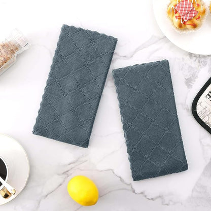 Homaxy 16 Pack Kitchen Cloths Dish Towels (10" x 20", Dark Grey), Super Soft and Absorbent Coral Velvet Dishcloths, Fast Drying No Lint Microfiber Cleaning Cloth