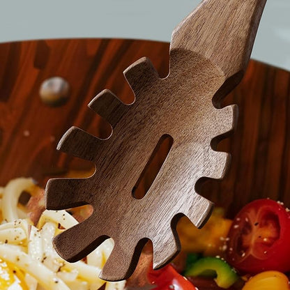 Wooden Kitchen Spatula for Cooking - 3 Pcs Set, Natural Acacia Wood Pasta Spoon with Teeth Spaghetti Fork for Serving Pasta, Non-Stick Cooking Spurtle Utensils for Kitchen Use