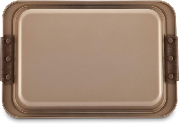 Anolon Bronze Nonstick Baking Pan With Lid / Nonstick Cake Pan With Lid, Rectangle - 9 Inch x 13 Inch, Brown