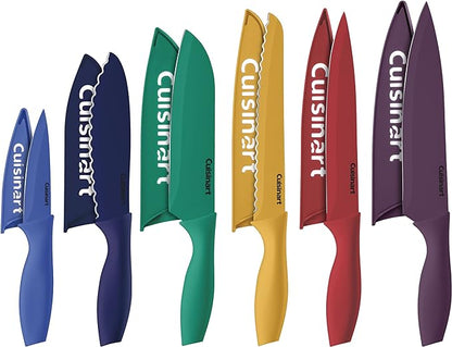 Cuisinart C55-12PCKSAM 12-Piece Ceramic Coated Stainless Steel Knives, Comes with 6-Blades and 6-Blade Guards, Color Coded to Reduce Risk of Cross Contamination, Jewel