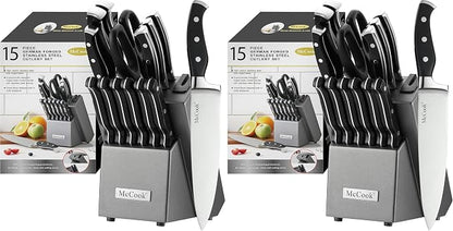 McCook® Knife Sets,German Stainless Steel Kitchen Knife Block Set with Built-in Sharpener (Pack of 2)