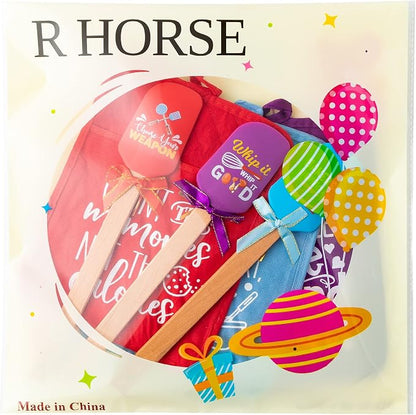 R HORSE 6Pcs Funny Baking Theme Pot Holders Silicone Spatula Gift Set Thank You and Teacher Appreciation Pot Holders Resistant Oven Mitts Baking Cooking Pocket Potholders for End of The Year Teacher