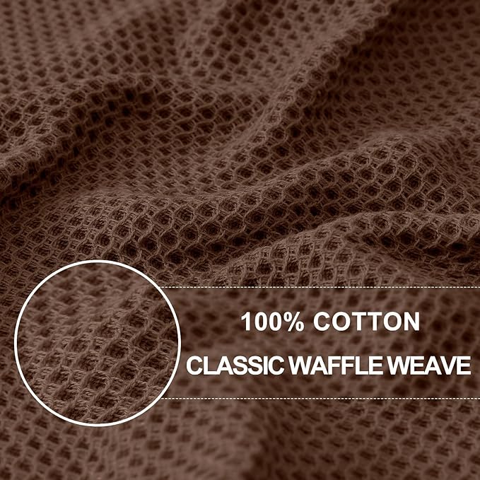 Homaxy 100% Cotton Waffle Weave Kitchen Dish Towels, Ultra Soft Absorbent Quick Drying Cleaning Towel, 13 x 28 Inches, 24-Pack, Coffee
