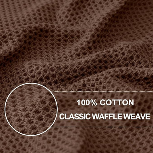 Homaxy 100% Cotton Waffle Weave Kitchen Dish Towels, Ultra Soft Absorbent Quick Drying Cleaning Towel, 13 x 28 Inches, 24-Pack, Coffee