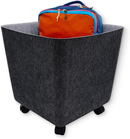 Welaxy large tall rolling Storage basket with wheels Mobile Office Felt open Bin for backpack Toys Pet Books Clothes throw blanket organize Closet Bathroom Pantry Kitchen (Charcoal)