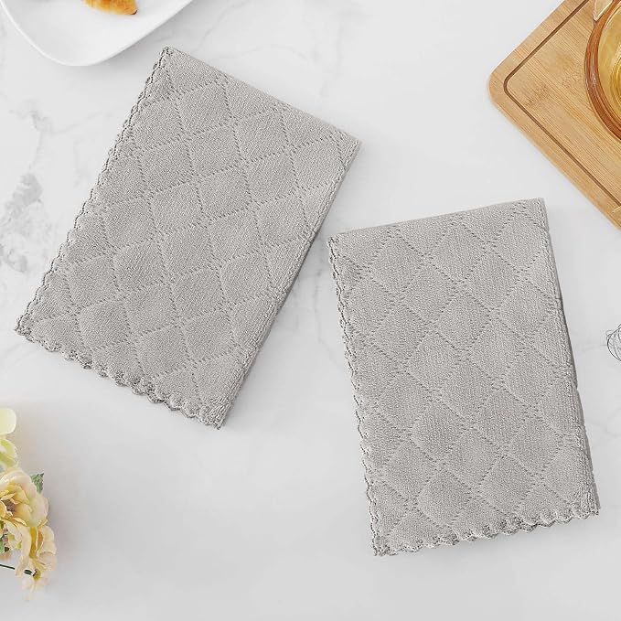 Homaxy 16 Pack Kitchen Cloths Dish Towels (13" x 19", Grey), Super Soft and Absorbent Coral Velvet Dishcloths, Fast Drying No Lint Microfiber Cleaning Cloth