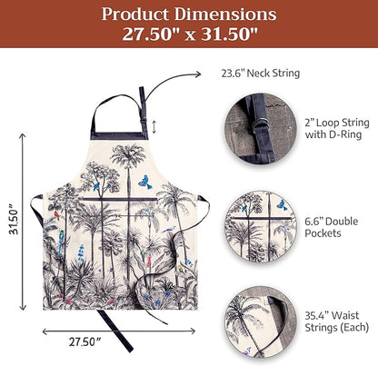 Maison d' Hermine 100% Cotton Apron for women with Pocket Kitchen Chef Apron for Men Cooking Spring Summer