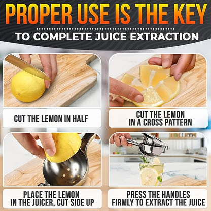 Stainless Steel Lemon Squeezer for Max Juice in Seconds – 8.3"x2.6" Lime Squeezer | Heavy-Duty, Ergonomic Handheld, Juicer for Citrus Juice Extraction for Holiday & Festive Drinks, Great Kitchen Gifts
