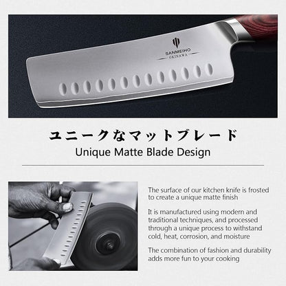 7 Inch Nakiri Knife, Japanese 10Cr15MoV High Carbon Stainless Steel Chopping Chef Knife, Professional Sharp Multipurpose Asian Kitchen Vegetable Cleaver Knife with Ergonomic Pakkawood Handle