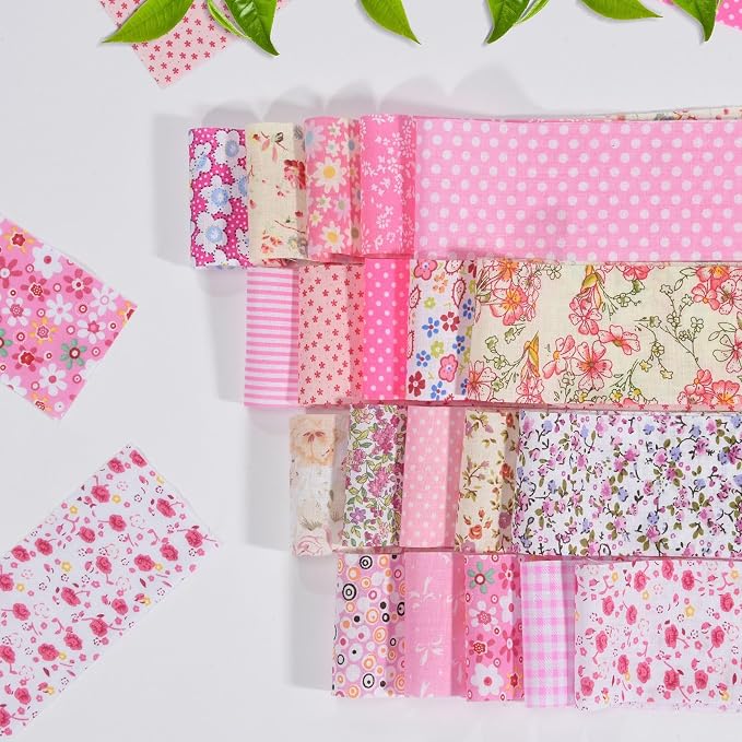 40 Pcs Jelly Roll Fabric Strips for Quilting Sewing-2.6 Inch Precut Cotton Floral Fabric Strips Bundles, Perfect Quilting Fabrics for Sewing Pink