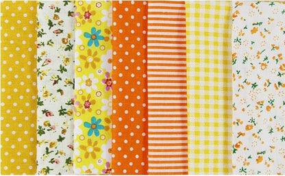 aufodara 7pcs 20” x 20” Cotton Fabric Squares Patchwork Bundle Making Supplies Quilting Weight 120 g/m² for Sewing Quilt DIY Artcraft Handwork (Yellow)
