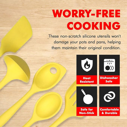 Chef Craft Premium Silicone Kitchen Tool and Utensil Set, 5 Piece, Yellow