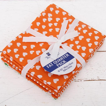 Threadart Exclusive 5 Fat Quarter Bundles - Orange Confetti Brights Collection 100% Cotton Fabric - Premium 100% Cotton Quilting Fabric - No Duplicates - Full Size Fat Quarters 18"x21" - Orange