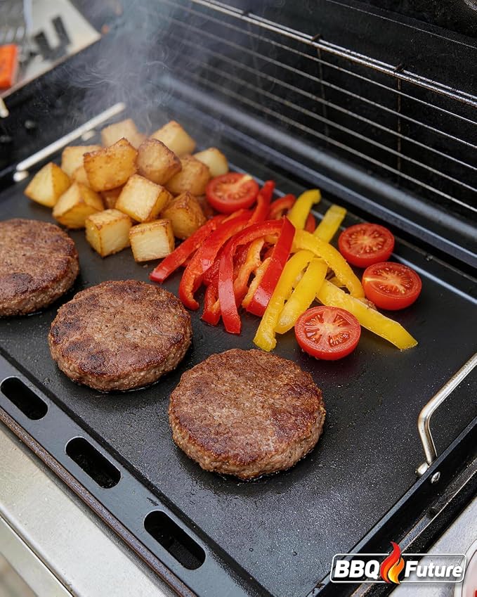 Full Size Griddle Insert for Weber Genesis 300 Series Gas Grills, 7524 Flat Top Grill Griddle Insert with Handles for Weber Genesis E310 E320 S330 EP310 EP320 EP330 CEP-310 Series, Carbon Steel