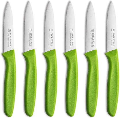 Premium Paring Knife, Stainless Steel Paring Knives Set of 6,Sharp Vegetable&Fruit Knife,Small Knife Set,Ergonomic Handle Paring Knives,Straight Edge Peeling Knifes,Green&Dishwasher Safe