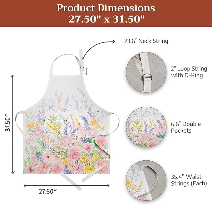 Maison d' Hermine 100% Cotton Apron for women with Pocket Kitchen Chef Apron for Men Cooking Spring Summer