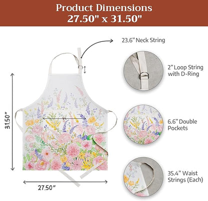 Maison d' Hermine 100% Cotton Apron for women with Pocket Kitchen Chef Apron for Men Cooking Spring Summer