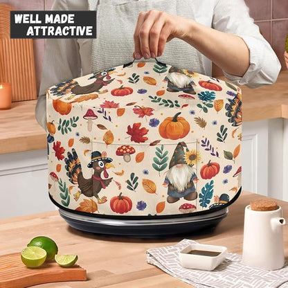 Gnomes Turkeys Slow Cooker Dust Cover 6-8 qt Crock for Pot Keep Small Kitchen Appliance Clean Kitchen Home Accessories Thanksgiving Decor Cover