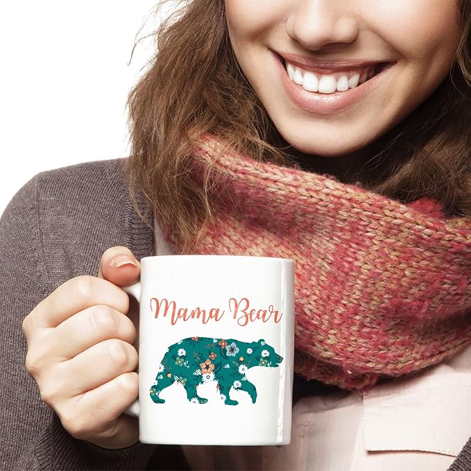 Vintage Floral Mama Bear Coffee Mug, Mother's Day Gifts, Gifts For Mom From Daughter Son, Mama Bear Floral Mugs, Floral Mom Graphic, Mothers Day Cozy Novelty Tea Cup