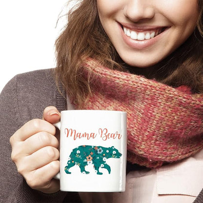 Vintage Floral Mama Bear Coffee Mug, Mother's Day Gifts, Gifts For Mom From Daughter Son, Mama Bear Floral Mugs, Floral Mom Graphic, Mothers Day Cozy Novelty Tea Cup