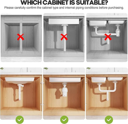 1 Pack-19"-32"W Expandable Under Sink Organizer With Upgrade Ball-Bearing Slide,2-Tier Pull Out Under Cabinet Organizer Height Adjustable,Not Suitable For Cabinets With Partitions In The Middle