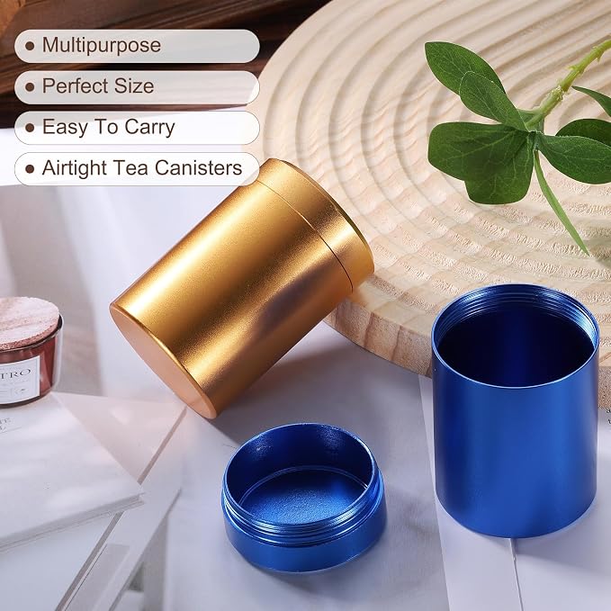 uxcell 3pcs Portable Storage Jar, Multipurpose Airtight Container Bottle Mini Smell Proof Metal Round Tins with Lid for Spices Coffee Tea Candy, Coffee