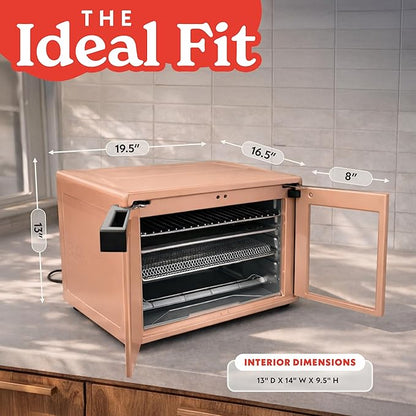 Gourmia French Door Air Fryer Oven - 37 Qt Large Capacity Convection Toaster Oven, FryForce 360°, Digital Display, 12 Cooking Presets, Dehydrate, Fits 13” Pizza, Dishwasher-Safe, Peach