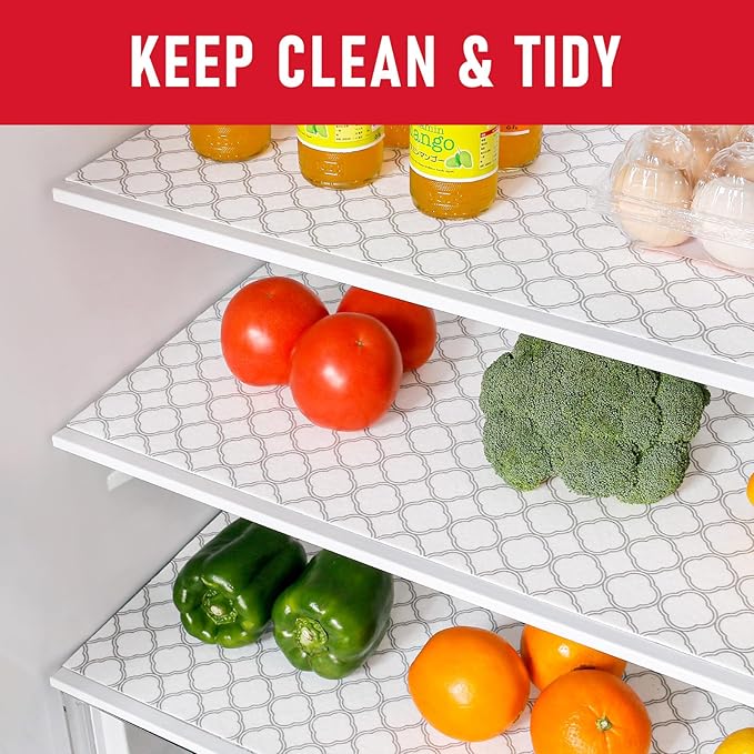 Cooyes Refrigerator Shelf Liners for French Door Fridge, 24" x 240" Extra Large, Non-Slip Fridge Mats Machine Washable, Refrigerator Drawer Liner for Glass Shelves Kitchen Cabinet