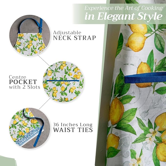 Maison d' Hermine 100% Cotton Apron for women with Pocket Kitchen Chef Apron for Men Cooking Spring Summer