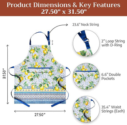 Maison d' Hermine 100% Cotton Apron for women with Pocket Kitchen Chef Apron for Men Cooking Spring Summer