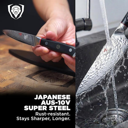 Dalstrong 2-Piece Japanese Knife Set — 8" Chef (Gyuto) + 3.5" Paring — 66-Layer Damascus AUS-10V Steel (8–12° Edge), G-10 Handles — Shogun ELITE For Sushi, Precision Prep & Serious Home Cooks