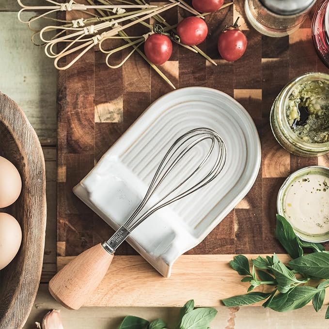 Ceramic Spoon Rest for Countertop Heat-Resistant Spoon Rest for Stove Top Kitchen Gadgets & Kitchen Utensils Holder White