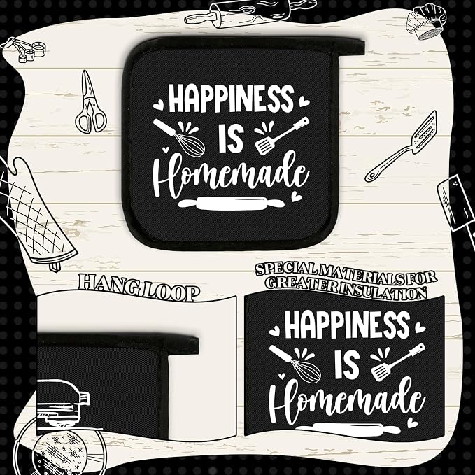 Bencailor 12 Pcs Pot Holders with Pocket Kitchen Hot Potholders Hot Pad Oven Mitts Cookie Bag Oven Gloves for Kitchen Gift Baking Cooking(Black and White,Kitchenware)