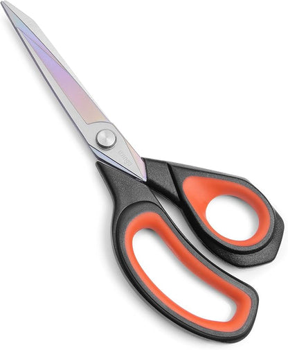LIVINGO Premium Tailor Scissors Heavy Duty Multi-Purpose Titanium Coating Forged Stainless Steel Sewing Fabric Leather Dressmaking Comfort Grip Shears Professional Crafting (8.5 INCH)