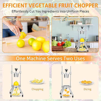 WICHEMI Commercial Easy Wedger 8 Section Lemon Slicer Lime Cutter Stainless Steel Blade Fruit Slicer Commercial Vegetable Chopper Dicer Lemon Cutter for Home Bar Restaurant