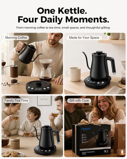 Gooseneck Electric Kettle with ±1℉ Temperature Control, 304 Stainless Steel Interior, BPA Free, 1200 Watt Rapid, Brew Timer, Automatic Shut Off for Pour Over Coffee, Brew Tea, Boil Hot Water