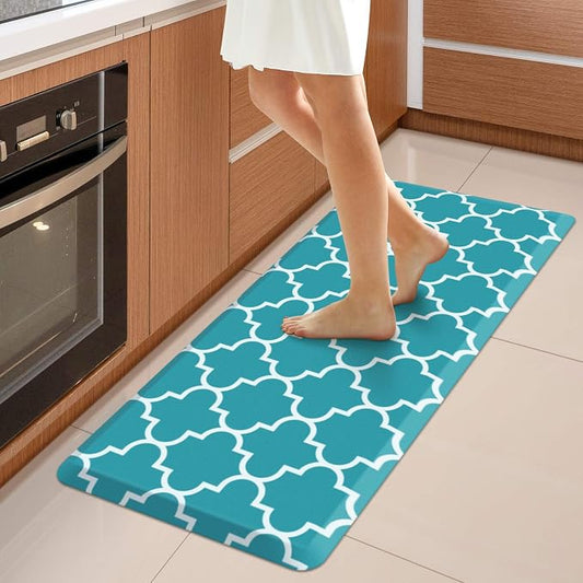 WISELIFE Kitchen Mat Cushioned Anti-Fatigue Kitchen Rug,17.3"x 39",Non Slip Waterproof Kitchen Mats and Rugs Heavy Duty PVC Ergonomic Comfort Mat for Kitchen, Floor Home, Office, Sink, Laundry, Green