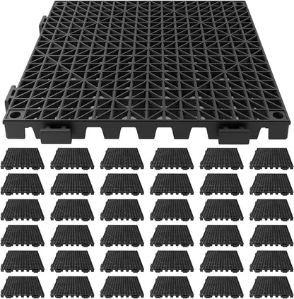 Tioncy 36 Pcs Bar Countertop Supplies Interlocking Mats 12 x 12 Inch Black Shelf Liners Bar Drying Coffee Non Slip Spills Mats for Bartending Home Cocktail Bars Restaurants