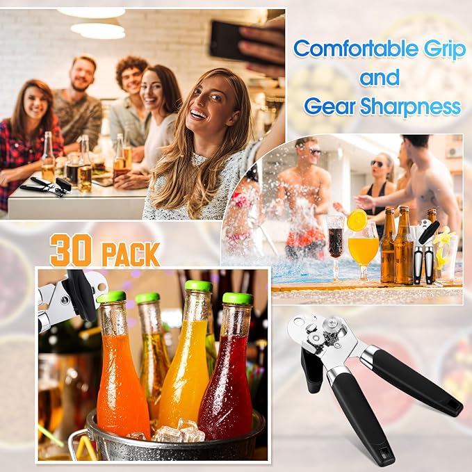 Gisafai 30 Pcs Manual Can Opener Bulk with Sharp Blade Smooth Edge Multifunctional Kitchen Gadget Handheld Openers Large Handheld Knob Can and Bottle Animals for Dorm Kitchen Essentials Gifts