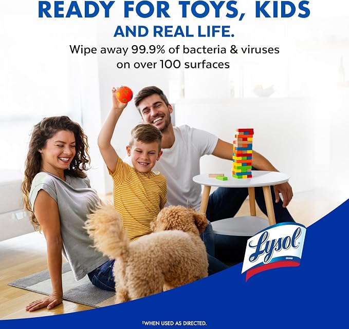 LYSOL Disinfecting Wipes, All Purpose Cleaner, Multi-Surface Antibacterial Cleaning Wipes, Household Cleaning Supplies, Dorm Essentials, Lemon + Mango & Hibiscus + Crisp Linen Scent, 80 ct. (4 Pack)
