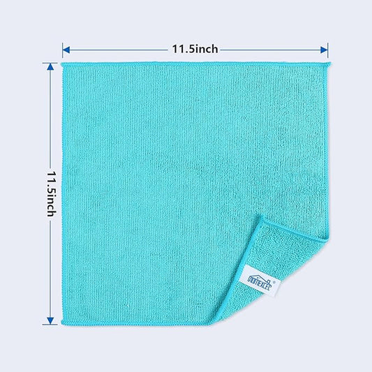 HOMEXCEL Microfiber Cleaning Cloth, 24 Pack Cleaning Rags, Cleaning Towels with 4 Color Assorted, 11.5"X11.5"(Green/Blue/Yellow/Pink)