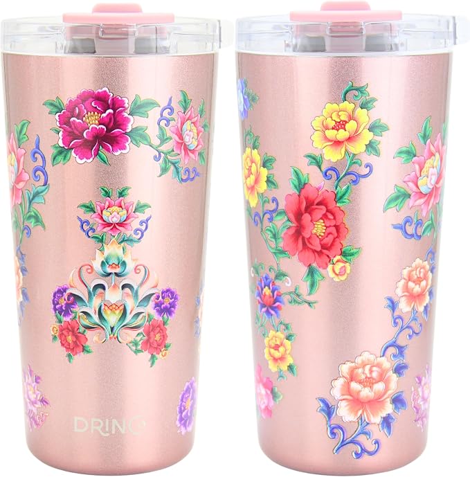 Drinco - 20 oz Stainless Steel Tumbler | Double Walled Vacuum Insulated Mug With Lid, 2 Straws, For Hot & Cold Drinks (20oz Chupa)