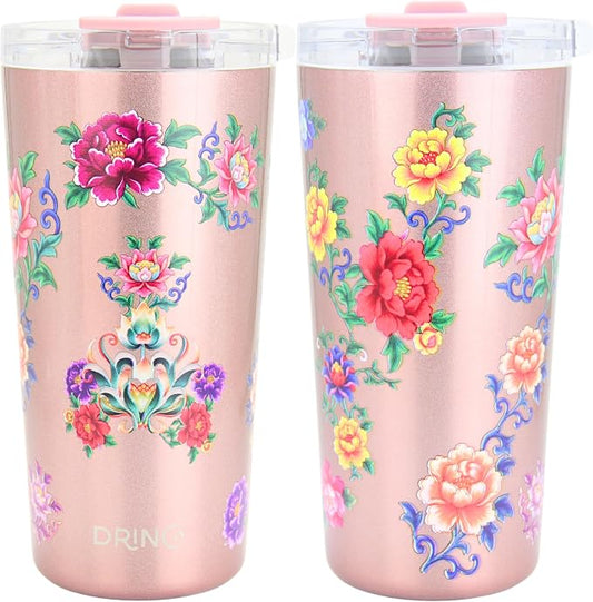 Drinco - 20 oz Stainless Steel Tumbler | Double Walled Vacuum Insulated Mug With Lid, 2 Straws, For Hot & Cold Drinks (20oz Chupa)